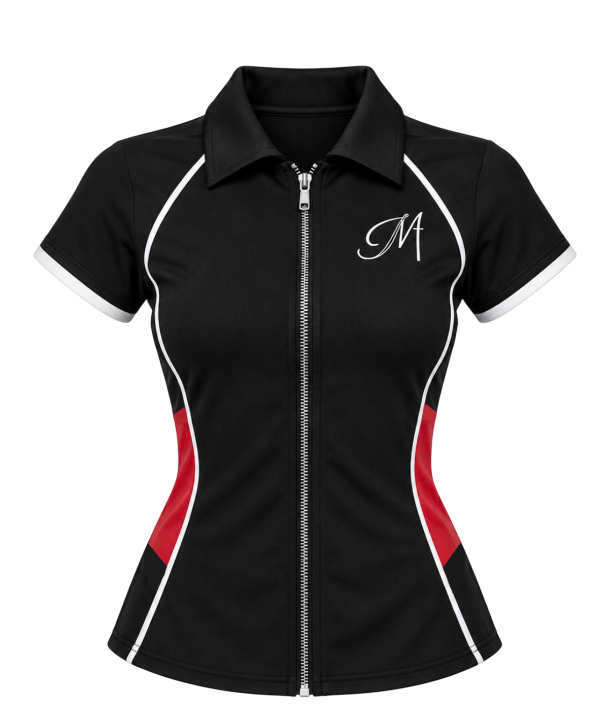 MISMATCHED BLACK ZIP-UP TOP